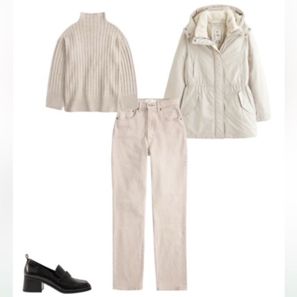 Abercrombie & Fitch Ribbed Knit Mock Neck Pullover Sweater Size M Ivory Cotton - Picture 14 of 14